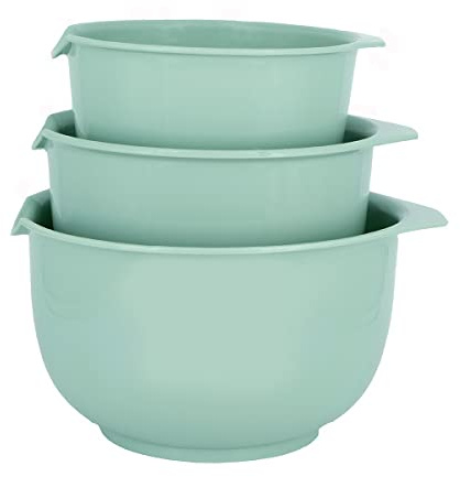 Glad Mixing Bowls with Pour Spout, Set of 3 | Nesting Design Saves Space | Non-Slip, BPA Free, Dishwasher Safe Plastic | Kitchen Cooking and Baking Supplies, Sage Green