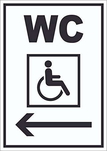 WC Behinderten mit Pfeil nach links Aufkleber A5 (148x210mm)