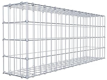 GABIONA Gabione 100 × 40 × 20 cm (L x H x T) – Steinkorb aus 4 mm Draht, Maschenweite 5 × 10 cm, C-Ring Verschluss + Gratis-Zange – ideal für Sichtschutz, Gabionenzaun, Gartenmauer und Steinkorbwand