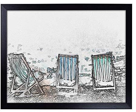 Lap Tray with Cushion | Deckchairs Upon Brighton Beach in Abstract | Padded Bean Bag Cushion | For Eating, Working, Crafting, Laptop | Portable Table Desk