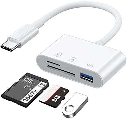 Lettore di Schede SD/Micro SD/USB3.0, Lettore di Schede USB-C a Micro SD SDXC SDHC USB3.0 OTG Adattatore di Memoria USB Memoria TF di Tipo C per Galaxy, Huawei, Tablette, Laptop, MacBook