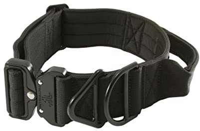 Tacticollar - 5,1 cm taktisches Hundehalsband mit Griff für mittelgroße und große Hunde, Mil Spec Nylonhalsband, Schnellverschluss-Metallschnalle, Neopren gepolsterte Innenseite (Medium, Schwarz)