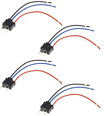 ECSiNG 4 Stück H4 Männlich Scheinwerferstecker Adapter mit Kabelbaum für H4 HB2 9003 Stecker 3 Pin Scheinwerferbirne Verlängerungsstecker