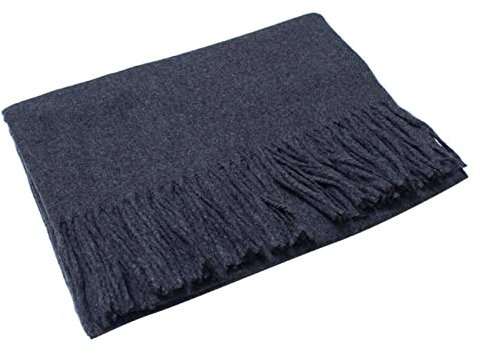 Whoiy Wollschals für Damen, Schals für Herren Quaste Schal Wraps Dunkelgrau 200X70cm Warmer Winterschal-Poncho