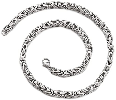 KnSam Edelstahl Byzantine Königskette 45-80 cm, Männer Halskette Edelstahl Gold/Silber/Schwarz Herren Metallketten Punk Breit 6MM Hip Hop Freundschaftsketten Jungen
