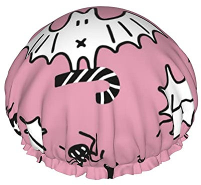 Bonnet de douche d'araignée de chauve-souris de dessin animé d'Halloween, bonnets de douche de bain réutilisables pour les femmes cheveux longs, double couche imperméable chapeau de douche de bain p