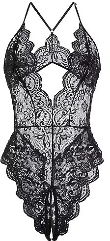 LEBENSWERT Dessous Damen Sexy Unterwäsche für Frau Sehr Sexy Reizwäche Body Dessous Set Damen Bodysuit Tiefer V-Ausschnitt Erotische Lingerie Negligee(L)