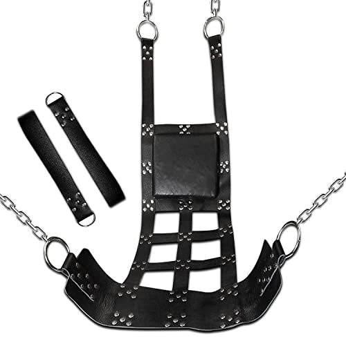 Heavy Duty Leather Bondage VIP Bondage Hammock Different Sex Swing Sling with Stirrups & Sling Rode Adult Sex Fun (Swing-01)