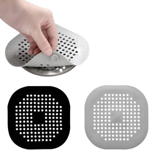 2 Pcs Protection de Drain de Silicone, Filtre Evier avec Ventouse pour Cheveux Baignoire, Douche, Vidange, Cuisine, Bain, Buanderies