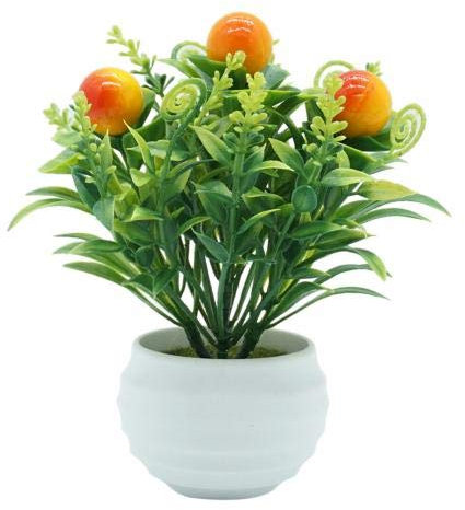 HXSCOO Künstliche Pflanze Multi Style Mini Topf Bonsai Kleiner Obstbaum Topf for Hochzeit Zuhause Tischdekoration Shop Party Dekor (Color : Orange Lucky Fruit)