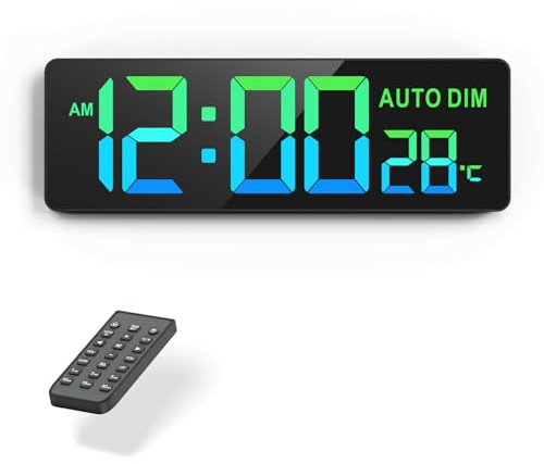 REACHER 16.5 Large Digital Wall Timer Clock with Countdown Timer, Auto Dimmer, Temperature, Remote Control, LED Wall Clock for Teacher, Classroom, Office, Home Decor, Kitchen, Gym, Living Room