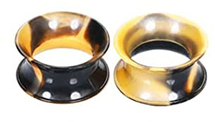 Lieson Ear Tunnel Flesh, 2 Stück Flesh Tunnel Set Silikon Gelb Schwarz Hohl Creolen 8mm Tunnel Gelb Schwarz