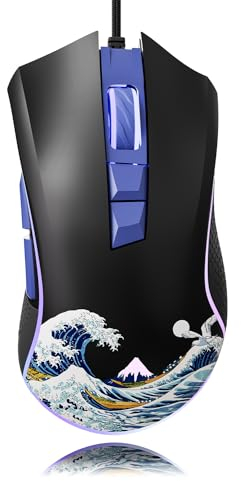 XVX Wired Gaming Mouse, 12000 DPI RGB Mouse with 12 Backlit Modes & 7 Macro Buttons, PC Gaming Mice Support DIY Keybinding, Gamer Computer Mice for Laptop PC Mac Windows, Kanagawa