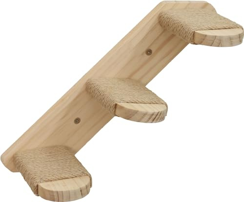 Kerbl Pet Katzenleiter Timber | Natur, 38 × 16,5 cm, Holz mit natürlicher Jute, beidseitig montierbar und bis 6 kg belastbar