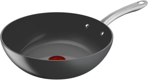 Tefal Renew On - Wok 28 cm - Revêtement antiadhésif céramique - Induction - Indicateur de cuisson Thermo-Signal - Eco-Design - Cuisson saine - Fabriqué en France - C4241943