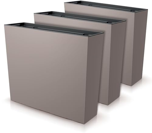 IMJ-Global - 3 Vasi per Piante da Esterno Interno Moderni, Fioriera da Esterno Rettangolare 58x18x49,8cm (44 Litri) con Inserto da 12 Litri, Vaso in Plastica Resistente Alle Intemperie (Mocca)