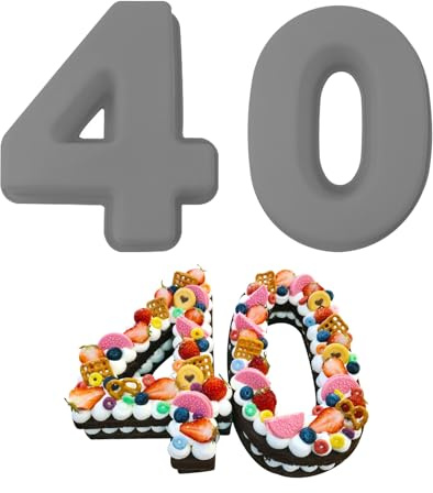 MytaYt 2 Stück VERDICKT 40 große Kuchenform Zahlen Silikon 10 Zoll Silikon Kuchen Backform Set Zahlen 25cm für Geburtstag Hochzeit Jubiläum