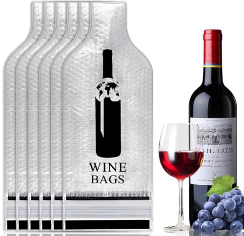 QPEY 6 Set Wine Bottle Travel Protector Bags, Resealable Wine Sleeves For Suitcase Luggage, Double Layer Wine Skins For Airplane Leak Proof