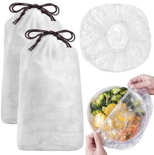 200PCS Fresh Keeping Bags,Shrinkable Food Covers Elasticated Plastic Cling Film Bags Stretch Bowl Lids Food Storage Covers for Fruit Vegetable Meat Food Preservation