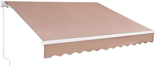 JMORCO Klemmmarkise Manuell einziehbare Markise, Außenmarkise, einziehbarer Sonnenschutz, wasserabweisendes Polyester, Terrassentürfenster for den Hinterhof(10 x 8 ft)