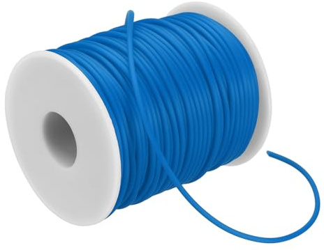 PATIKIL Cordón De Goma De Tubo Hueco 55 Yardas 2mm, Tubo De Goma PVC 1mm Agujero con Carrete De Plástico para Tejer Abalorios Manualidades DIY, Azul | 1mm Agujero, Con Carrete De Plástico, Para Tejer Abalorios Manualidades DIY