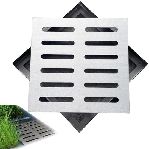 304 Inoxidable Tapa Desague Terraza, Rejilla Sumidero Piscina, Cubierta de Drenaje ai Aire Libre, Rectángulo Rejilla Canal, Rejilla de Alcantarillado para Terraza, Jardin, Piscina(30x30x2cm)