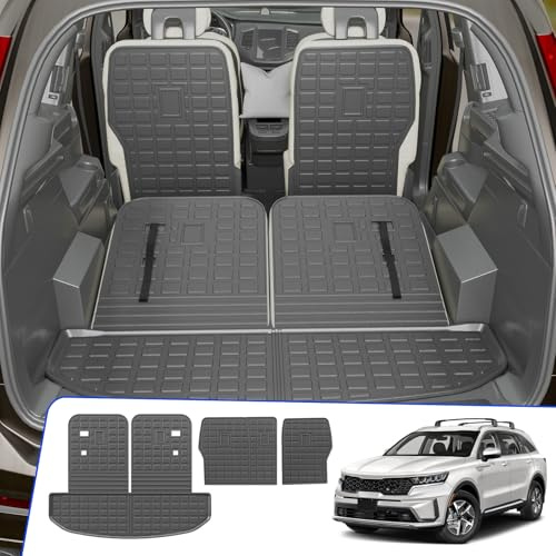 Rongtaod Trunk Mat & Back Seat Cover Protector for 2021-2025 Kia Sorento (6&7 Seats) - Cargo Liner & 2nd & 3rd Row Mats