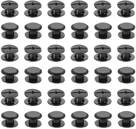 PATIKIL 50 Sets Chicago Screws, 4mm l Chicago Screws Phillips Binding Post Screw Bolts Leather Rivets Fasteners Connectors for Leather Belt Scrapbook Photo Albums, Black