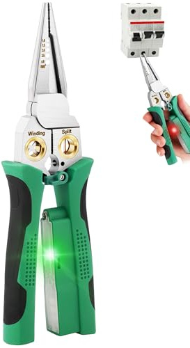 8 In 1 Wire Strippers with Voltage Tester, Wire Stripping Tool, Cable Cutters with Plier, Twister, Crimper, Splitting, Multifunctional Cable Stripper Tool for 10-18 AWG for Electrician Work