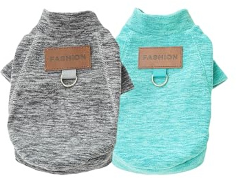 2 Stück/3 Stück Fleece Hundepullover für kleine Hunde, weicher Warmer Rollkragen Hunde Sweater Mantel, Haustier Welpe Katze Winterbekleidung (B-Grau Grün, S)