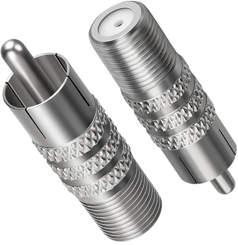 Coaxial to RCA Adapter 2 Pack, RCA Male to F Type Coax Coaxial Female Convertor Connector,Coaxial Cable Audio Connector for Subwoofer, Receiver, Game Console, TV and More