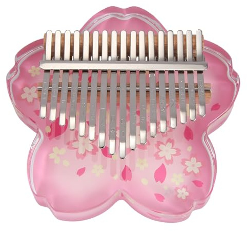 Gvvsjgdbis Acryl Kalimba 17 Tasten Transparent Kalimbas Anfänger Daumenklavier Professionelle Musik Keyboard Instrument mit Blütenblättern Einfach zu bedienen
