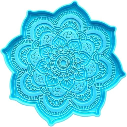 Epoxy Resin Silicone Molds, Mandala Coaster Tray Cup Mat Casting Mould, DIY Crafts Sculpture Supplies, Home Decoration Making Tools, Jewelry Art Casting Supplies, Blue