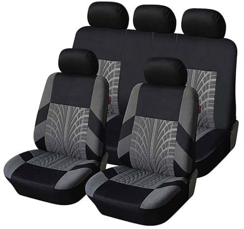 KPIRXO Coprisedili Auto per VW Golf 6 Sport 2008-2012, Rivestimenti per Sedili Auto Universali Impermeabili – Antiscivolo Traspirante Resistente Coprisedile in Tessuto,B/Grey