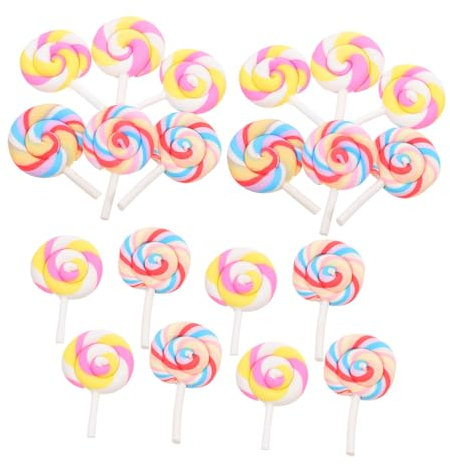 FONDOTIN 2 Sätze Regenbogenlollipop Party Gefälligkeiten Mini-lutscher-Dekorationen Lutschbonbons Für Partytüten Märchenhafte Mikrolandschaftsdekorationen Harz 20 Stück * 2