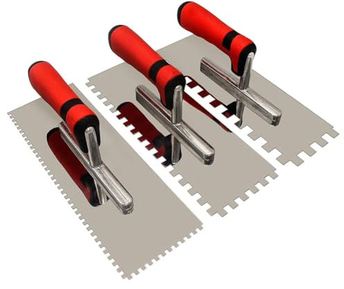 Luobannm Stainless Steel Square Notched Trowel Set forWall Floor Tiling Installation Trowel forTile Installation