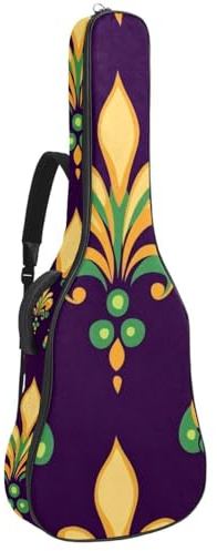 Gitarrentasche für Akustikgitarre, 1 cm dicke Polsterung, wasserdicht, mit doppeltem verstellbarem Schultergurt, für 101,6 - 106,7 cm, Violett und goldfarben, Mehrfarbig 02, 42.9x16.9x4.7 in, Lässiger