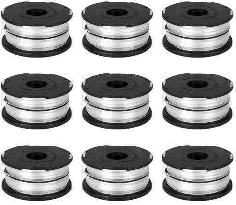 Odashen 9 Pack DF-065 Replacement Spool Line for BLACK+DECKER BLACK+DECKER GH710 GH700 GH750 Electric Trimmer, 36ft 0.065 String Trimmer Dual Line Spool for 90517175, 90567225N Spools 900745470