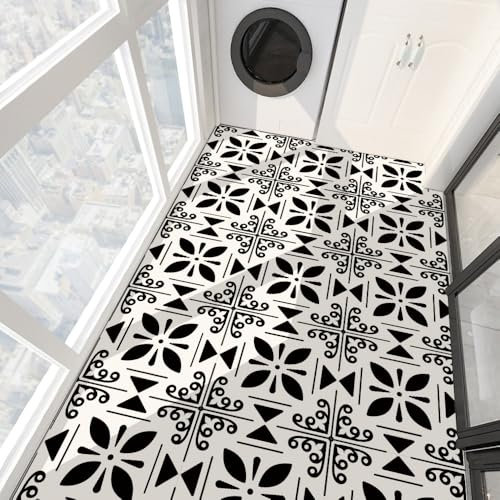 Credence Adhesive Modèle Noir Pvc - Carrelage Adhésif Mural Cuisine & Salle De Bain, Stickers Auto-Adhésifs Imperméables Pour Mur, Stickers Carrelage 8 PC(30x30cm)