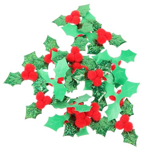 Cabilock 100piezas Verdes De Acebo Navideño De Decoración Bayas para Manualidades Navideñas Material para Coronas Navideñas para Decoración del Árbol De Navidad