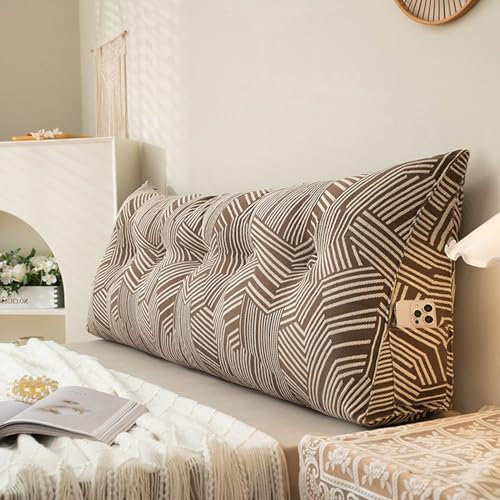 Almohada grande para leer con forma triangular de cuña para sofá y cama, almohada de apoyo para cabecero de cama de 59 pulgadas, cómodo cojín de relleno de espacio para decoración del hogar