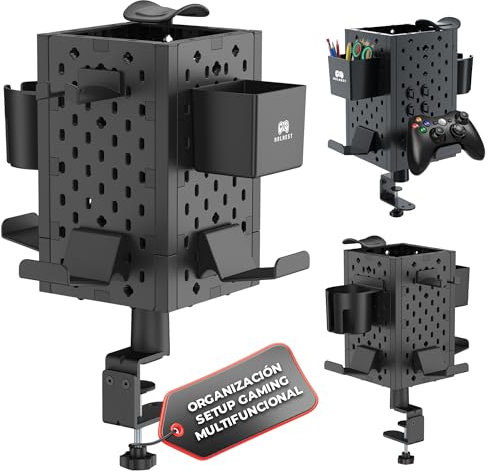 HOLNEST Soporte Auriculares Gaming para Escritorio, Soporte Mando y Cascos, Accesorios Gaming, Accesorios Setup Gamer para Habitacion