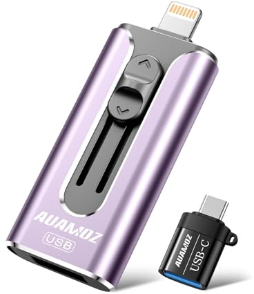 AUAMOZ 512GB Flash Drive Intended for iPhone, Memory Stick Storage Files Photos Videos Backup, Compatible with iPhone iPad Android PC, Plug and Play, No Application Required (Purple)