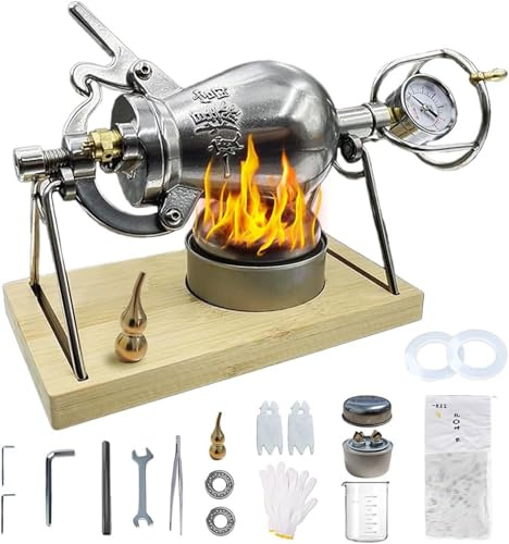 High Pressure Puffed Rice Maker Traditional Retro 304 Stainless Steel Popcorn Cannon Hand Crank Hot Air Popcorn Maker Small Stovetop Popcorn Machine (360ml)
