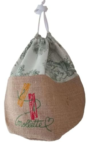 Ricami Fiorentini Baldi Porta mollette da bucato. 100% Cotone toile de jouy. Prodotto Artigianale Toscano (verde)