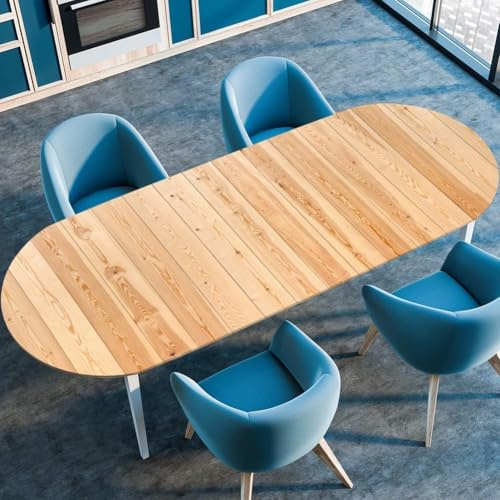 PEIHUODAN Nappe De Table Ovale pour Table Ovale Salle À Manger Extensible Anti Tache Intérieur Extérieur 3D, Bord Elastique, pour Maison Cuisine Jardin (Texture Bois 5,122cmx173cm)