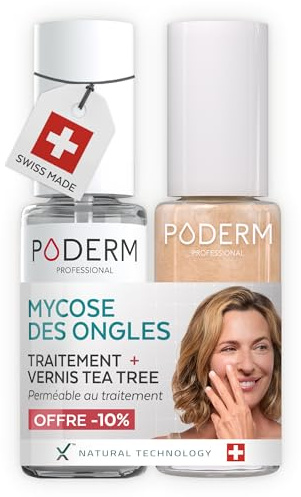 PODERM Sérum Mycose des Ongles + Vernis à Ongles Or Brilliant – Antifongique, Répare & Camoufle les Ongles Jaunis, pour des Ongles Visiblement Plus Sains | Développé par une Podologue | Swiss Made