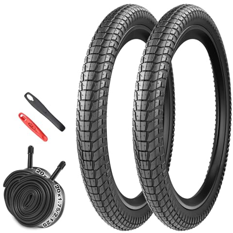 Pack de 2 neumáticos plegables de 20 pulgadas, 20 x 1,95/2,1/2,25, compatible con 50/53/57-406, para bicicleta de 20 pulgadas MTB/BMX