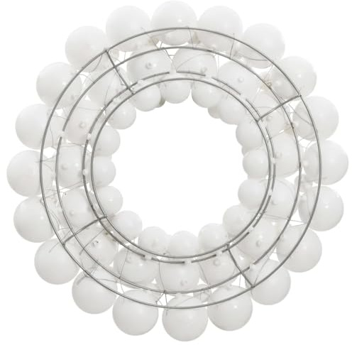 Weihnachtskranz Weiß 45 cm aus Polystyrol mit 82 Kugeln in 3 Größen, bruchsicherer Baumschmuck für Haustür, Fenster, Kamin, Garten, Weihnachtsdeko und festliche Adventsdekoration