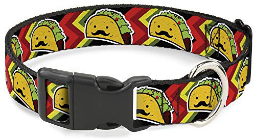 Buckle-Down Plastic Clip Collar - Taco Man - 1.5 Wide - Fits 16-23 Neck - Medium